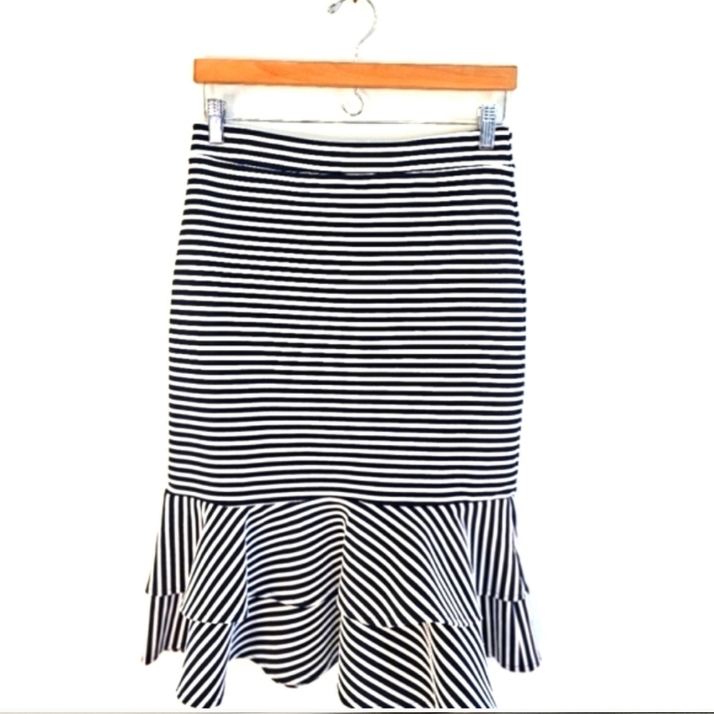 Banana Republic Striped Ponte Fishtail Mermaid Midi Skirt Size 4 NWT